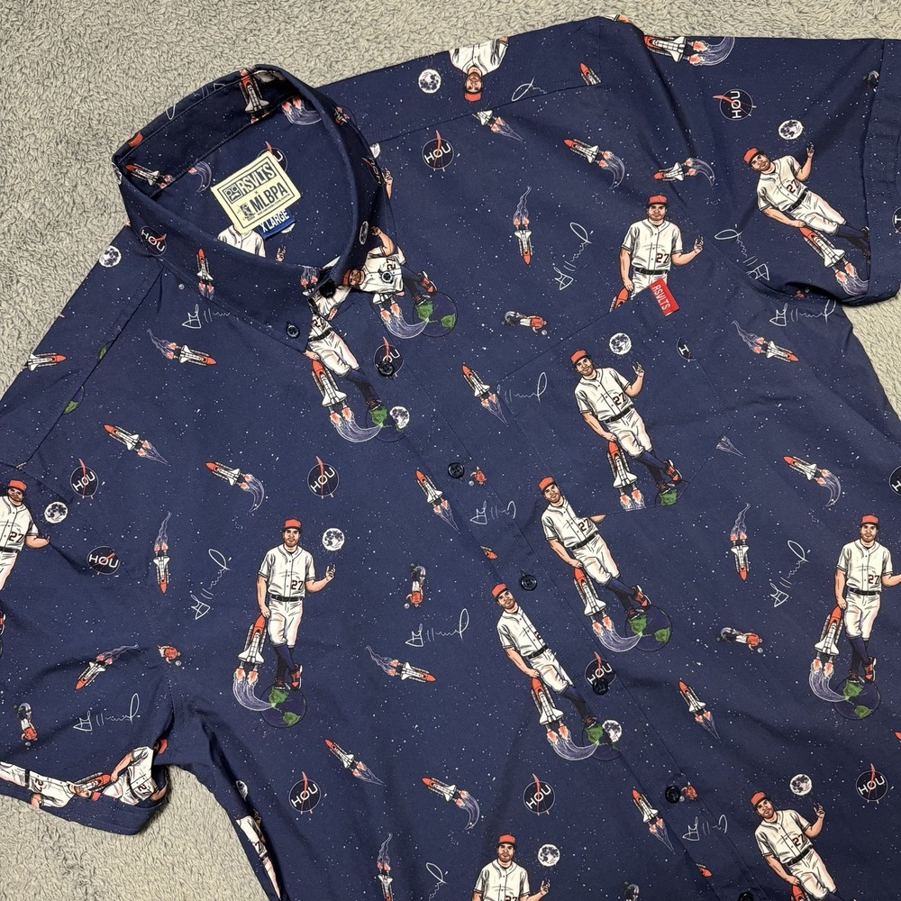 Houston Astros Shirt Men's XL Blue MLB Baseball RSVLTS KUNUFLEX Button Down